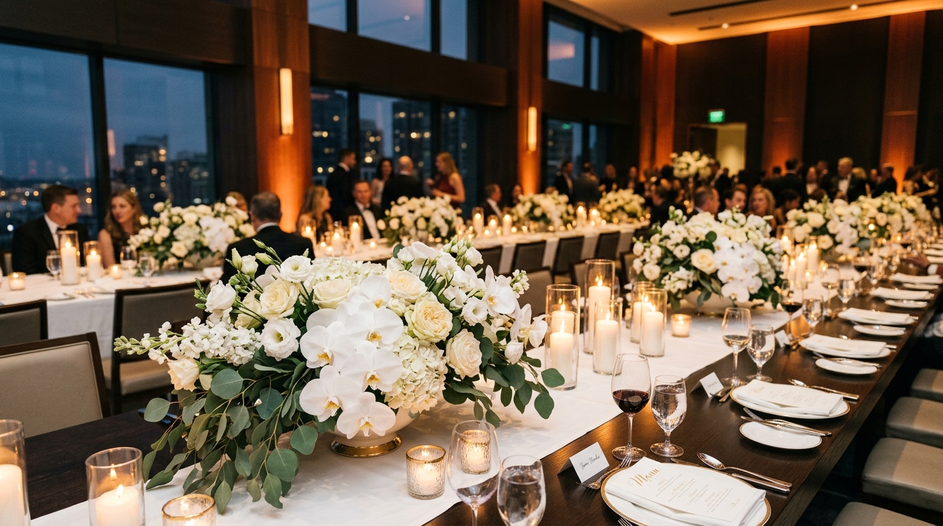 Corporate event floral centerpieces and gala decor - Flowers El Ranchito