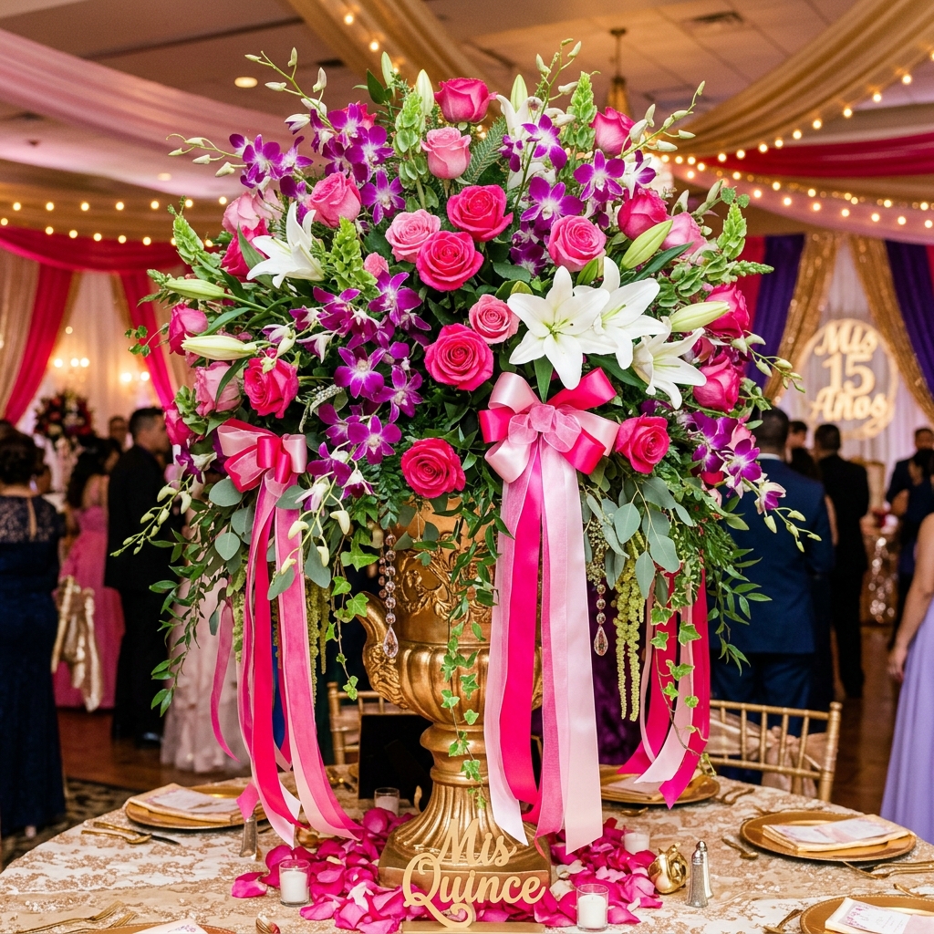 Quinceañera floral arrangement