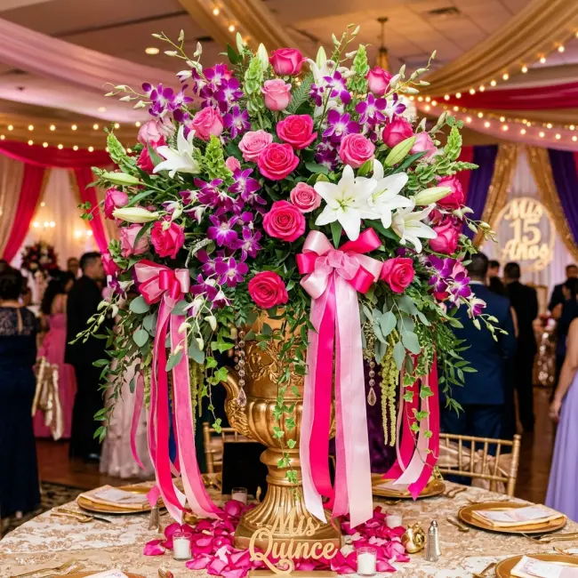 Quinceañera floral arrangement